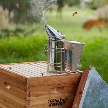 Stainless Steel Honey Keeper Bee Hive Smoker with Heat Shield