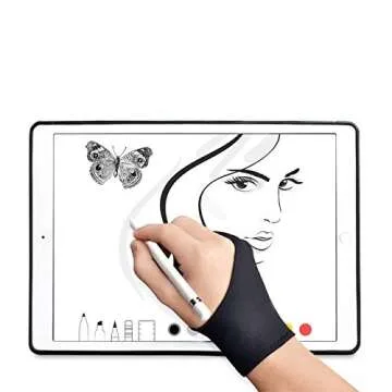 4 Pack Artist Glove with Two Fingers for Digital Artists, Prevents Smudges for Light Box Graphic Tablet Pen Display iPad Pro Pencil Black Drawing Art Creation(Medium)