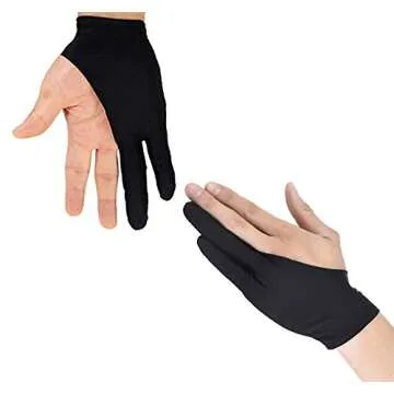 4 Pack Artist Glove with Two Fingers for Digital Artists, Prevents Smudges for Light Box Graphic Tablet Pen Display iPad Pro Pencil Black Drawing Art Creation(Medium)
