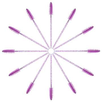 tifanso 200PCS Spoolie Eyelash Brush - Disposable Mascara Brush Wand for Lashes, Eyebrow Eyelash Extension Supplies (Purple)