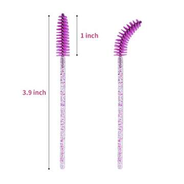 tifanso 200PCS Spoolie Eyelash Brush - Disposable Mascara Brush Wand for Lashes, Eyebrow Eyelash Extension Supplies (Purple)