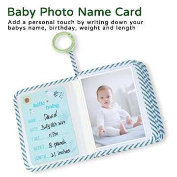 Boczif Baby Photo Album, Baby Memory Book Holds 4X6" Pictures, Soft Photo Cloth Book with Milestone Cards, Gift Set for Newborn Toddler & Kids（Blue）