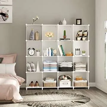 AWTATOS Cube Storage Organizer, 16 Cube Closet Organizer, Stackable Storage Cube Shelves, DIY Portab...