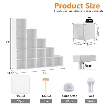 AWTATOS Cube Storage Organizer, 16 Cube Closet Organizer, Stackable Storage Cube Shelves, DIY Portable Closet Clothes Organizer Shelving for Bedroom, Closet, Wardrobe, Bathroom, White
