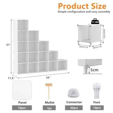AWTATOS Cube Storage Organizer, 16 Cube Closet Organizer, Stackable Storage Cube Shelves, DIY Portable Closet Clothes Organizer Shelving for Bedroom, Closet, Wardrobe, Bathroom, White
