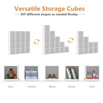 AWTATOS Cube Storage Organizer, 16 Cube Closet Organizer, Stackable Storage Cube Shelves, DIY Portable Closet Clothes Organizer Shelving for Bedroom, Closet, Wardrobe, Bathroom, White