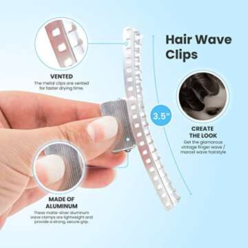 Hair Clips - Set of 10 - Aluminum 3.5 Butterfly Wave Setting Clips for Finger and Marcel Wave Hairst...