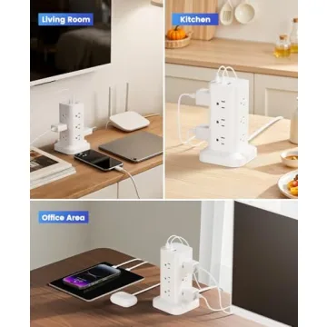 Tagzilo 15-in-1 Power Strip Tower with USB Fast Charging