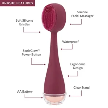 PMD Clean - Smart Facial Cleansing Device with Silicone Brush & Anti-Aging Massager - Waterproof - SonicGlow Vibration Technology - Clear Pores and Blackheads - Lift, Firm, and Tone Skin