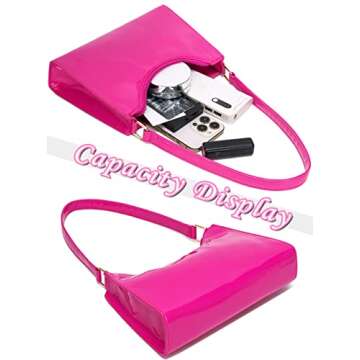 YIKOEE Y2K Small Shoulder Bag for Women Mini Purse (Hot Pink)