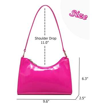 YIKOEE Y2K Small Shoulder Bag for Women Mini Purse (Hot Pink)