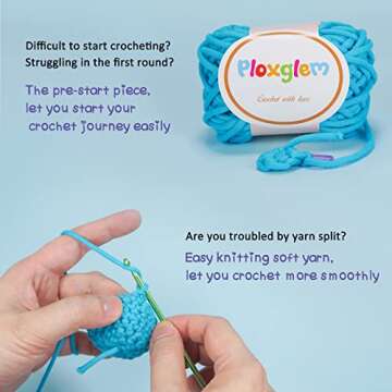 PLOXGLEM Crochet Kit for Beginners: DIY All in One Crochet Knitting Kit/Learn to Crochet Set for Adults and Kids with Easy to Crochet Yarn and Hook Step-by-Step Video Tutorials-Cute Dinosaur