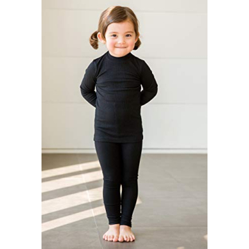 VAENAIT BABY Infant Toddler Kids Long Sleeve Modal Sleepwear Pajamas 2pcs Set Rib Knit Black S