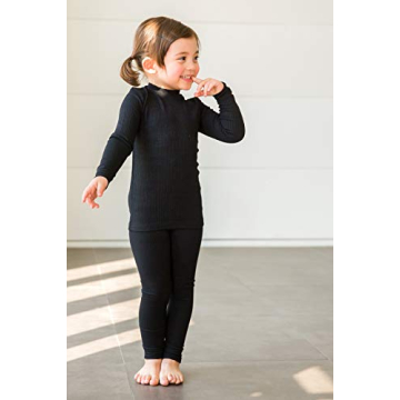 VAENAIT BABY Infant Toddler Kids Long Sleeve Modal Sleepwear Pajamas 2pcs Set Rib Knit Black S