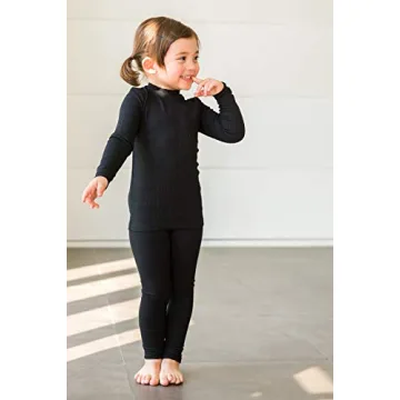 VAENAIT BABY Infant Toddler Kids Long Sleeve Modal Sleepwear Pajamas 2pcs Set Rib Knit Black S