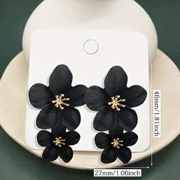 ANDPAI Unique Handmade Bohemian Large Matte Double Yellow Flower Dangle Drop Earrings White Metal fl...