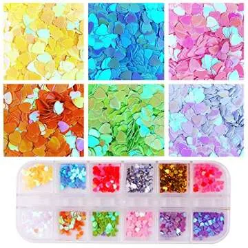 Biutee Nail Art Glitter Sequins 4 Boxes Nail Glitter Powder 3D Butterfly Star Heart Horse Eye Shape Colorful Laser Acrylic Paillettes for Nail Art DIY Eye Makeup Sequins Lip Gloss Decorations