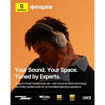 Baseus Inspire XH1 Adaptive Noise Cancelling Headphones, Sound by Bose, Dolby Audio, Hi-Res Audio