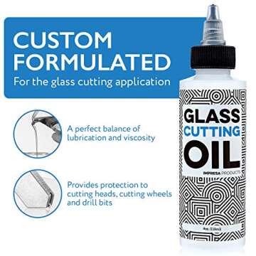 Impresa Custom-Formulated Glass Cutting Oil with Precision Application Top - 4 oz - Great for Staine...