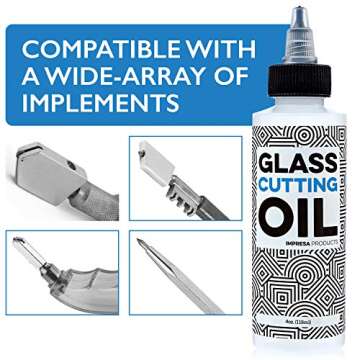 Impresa Custom-Formulated Glass Cutting Oil with Precision Application Top - 4 oz - Great for Stained Glass, Bottles, Tiles, and Mirrors