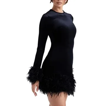 GOOCHEER Feather Mini Dress for Women - Stunning & Elegant