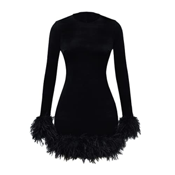 GOOCHEER Feather Mini Dress for Women - Stunning & Elegant
