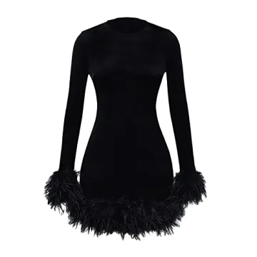 GOOCHEER Feather Mini Dress for Women - Stunning & Elegant