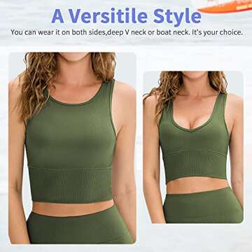 Workout Crop Tank Tops for Women Solid Comfort Sleeveless Shirts for Casual Sports Fitness Yoga Reve...