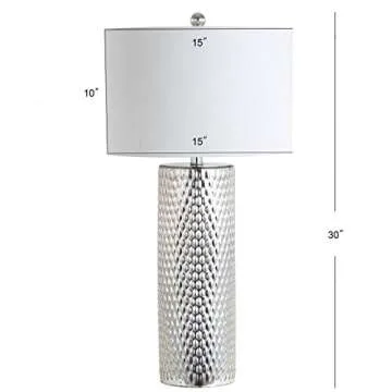 JONATHAN Y JYL1013A Isabella 30" Glass LED Table Lamp Contemporary Transitional Modern Glam Bedside Desk Nightstand Lamp for Bedroom Living Room Office College Bookcase LED Bulb Included, Silver