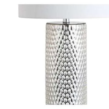 JONATHAN Y JYL1013A Isabella 30" Glass LED Table Lamp Contemporary Transitional Modern Glam Bedside Desk Nightstand Lamp for Bedroom Living Room Office College Bookcase LED Bulb Included, Silver