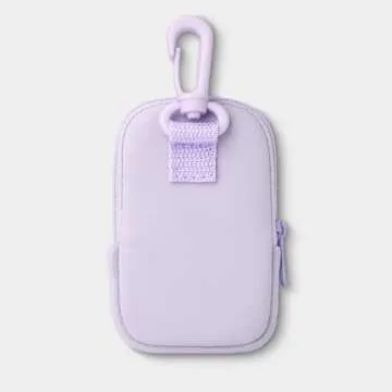 Touchland Touchette Zippered Pouch, Attachable Fashion Accessory with Snap Hook Hand Sanitizers 1FL. OZ., Lilac