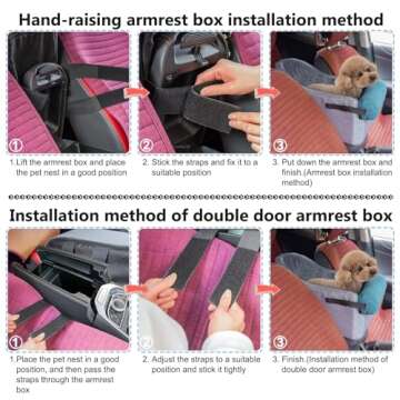 HIFUAR Pet Car Booster Seat Small Dogs Armrest Booster Seat for Car,Middle Console Dog Car Seat Center Console Doggie Seat (Grey+Blue)