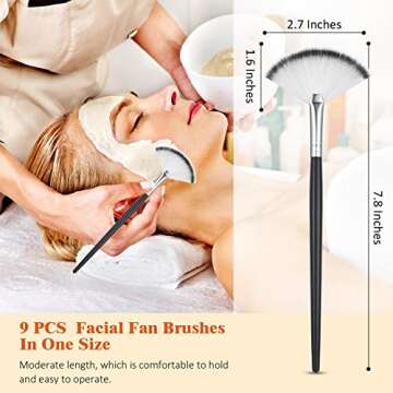 Maitys 9 Pieces Facial Brushes Fan Mask Brushes, Soft Facial Applicator Brushes Tools for Peel Glyco...