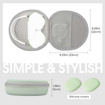 ProCase Hard Case for AirPods Max, Travel Carrying Headphone Case with Silicone Earpad Cover & Mesh Pocket, AirPods Max Protective Portable Storage Bag -Green