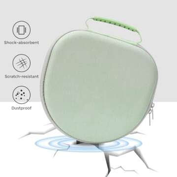 ProCase Hard Case for AirPods Max, Travel Carrying Headphone Case with Silicone Earpad Cover & Mesh Pocket, AirPods Max Protective Portable Storage Bag -Green
