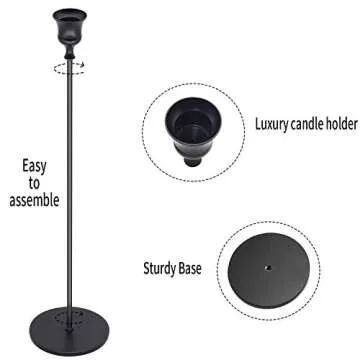 Black Candlestick Holders for Taper Candle, Set of 3, Candle Holder Set for Living Room/Dinning Room Table Decoration, Wedding Centerpiece, Party, Halloween, Christmas