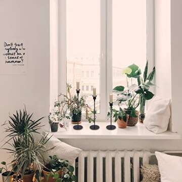 Black Candlestick Holders for Taper Candle, Set of 3, Candle Holder Set for Living Room/Dinning Room Table Decoration, Wedding Centerpiece, Party, Halloween, Christmas