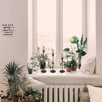 Black Candlestick Holders for Taper Candle, Set of 3, Candle Holder Set for Living Room/Dinning Room Table Decoration, Wedding Centerpiece, Party, Halloween, Christmas