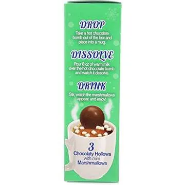 Fruidles Christmas Hot Chocolate Bombs, Drop, Dissolve, Drink Chocolaty Hallow Filled with Mini Marshmallows Birthday, Cocoa Bombs (Single (3 Count))