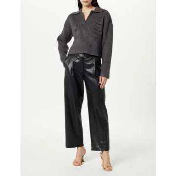 The Drop Women's Marcy Ribbed Pullover in Charcoal