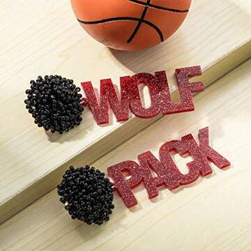 Pom Pom Earrings Football Game Day Beaded Earrings Cheerleading Earrings Cheer Earrings Cheerleader ...