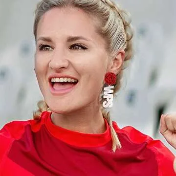 Pom Pom Earrings Football Game Day Beaded Earrings Cheerleading Earrings Cheer Earrings Cheerleader Earrings Custom Name Team Earrings