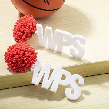 Pom Pom Earrings Football Game Day Beaded Earrings Cheerleading Earrings Cheer Earrings Cheerleader Earrings Custom Name Team Earrings