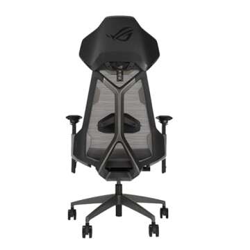 Asus ROG Destrier Ergo Gaming Chair, Futuristic Cyborg Aesthetic, Versatile Seat Adjustments, Mobile Arm Support Mode, Acoustic Panel, Aluminum Frame, Breathable Mesh and Comfortable PU Foam, Black