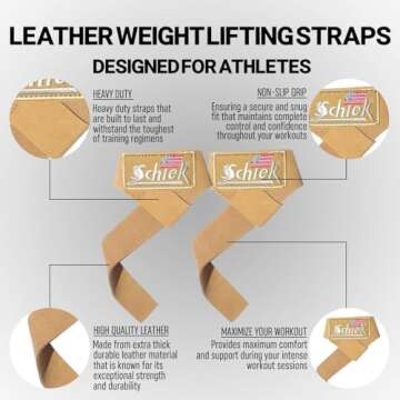 Schiek 1000LLS Leather Weight Lifting Straps - Durable