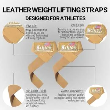 Schiek 1000LLS Leather Weight Lifting Straps - Durable