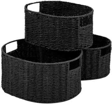 Vagusicc Wicker Basket Set of 3 for Elegant Home Storage Solutions