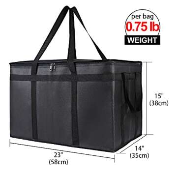 Bodaon Insulated Food Delivery Bag, XXXL Pizza Delivery Bags for Hot and Cold Food, Commercial, Larg...