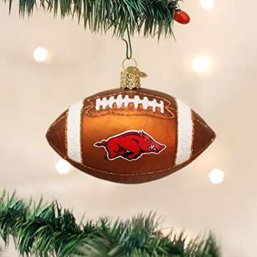 Old World Christmas Univeristy of Arkansas Football Glass Blown Ornament