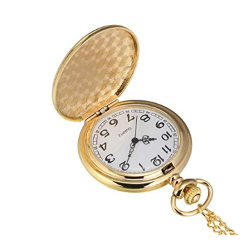 I-MART Gold Smooth Vintage Pocket Watch with Chain